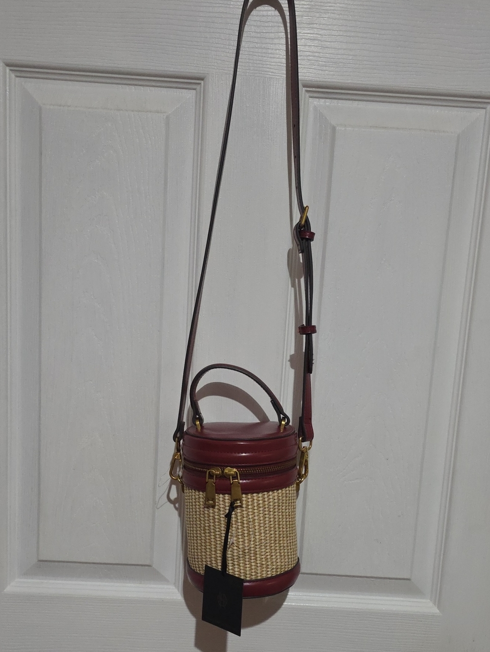 House Of Harlow 1960 Cylinder Crossbody Burgundy Bag.